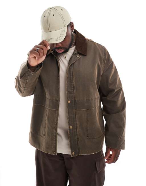 ASOS DESIGN – Brun Harrington-jacka i oversize med manchesterkrage och tvättad finish, 2 av 4