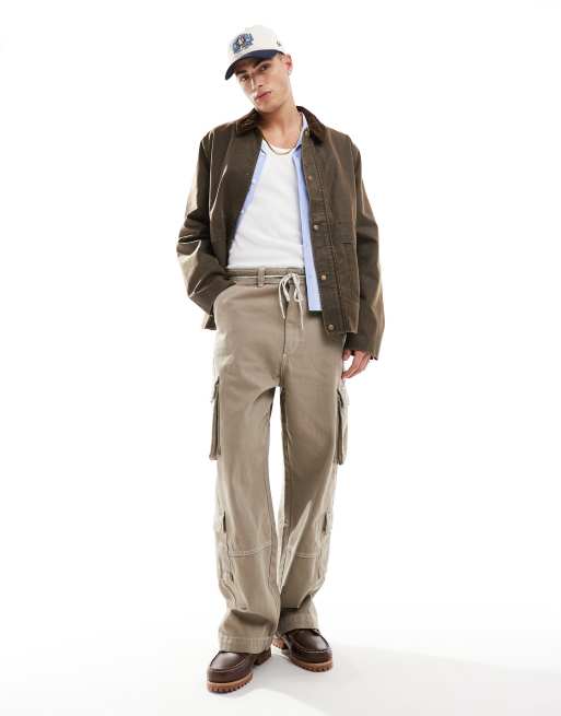 ASOS DESIGN – Brun Harrington-jacka i oversize med manchesterkrage och tvättad finish, 4 av 4