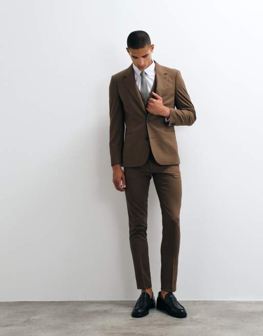 ASOS DESIGN – Brun kavaj med extra smal passform, del av kostym, 4 av 5