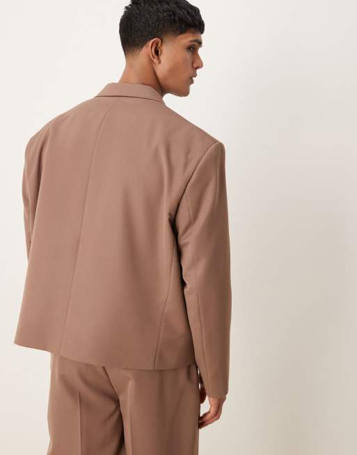 ASOS DESIGN – Brun, kort kostymjacka i oversize, 4 av 5