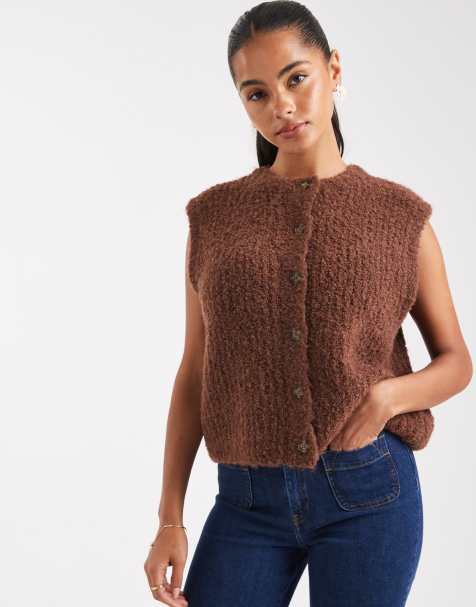 ASOS DESIGN – Brun kostymväst i bouclé med boxig passform - view 1