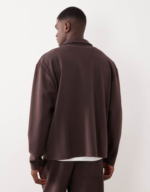 ASOS DESIGN – Brun, kraftig, avslappnad jacka i jersey, 3 av 5
