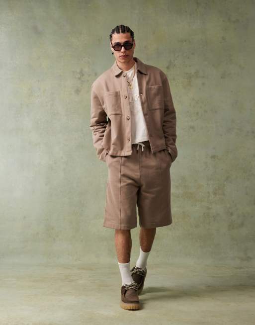ASOS DESIGN – Brun, kraftig, boxig, uppklädd skjortjacka i oversized fit, 400gsm, del av set , 2 av 4