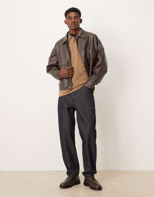ASOS DESIGN - Brun kraftig oversized polo med lange ærmer, 2 af 5