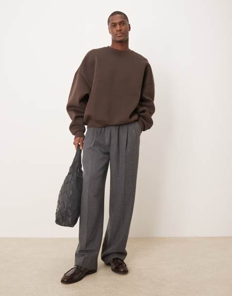 ASOS DESIGN – Brun, kraftig sweatshirt i scubatyg och extra oversize - view 1