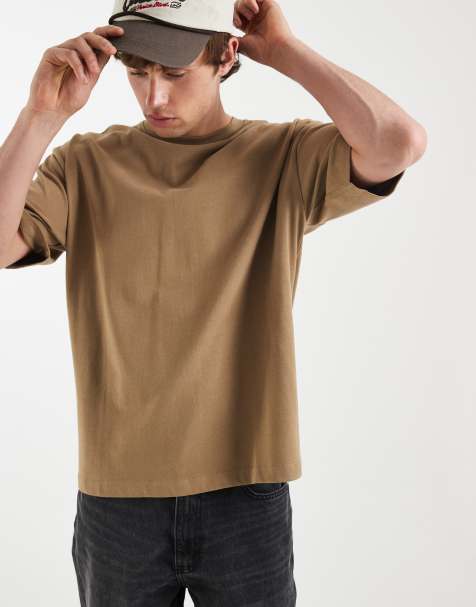 ASOS DESIGN – Brun, kraftig t-shirt i oversize - view 1