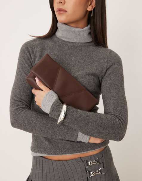 ASOS DESIGN – Brun kuvertväska med viklock - view 1