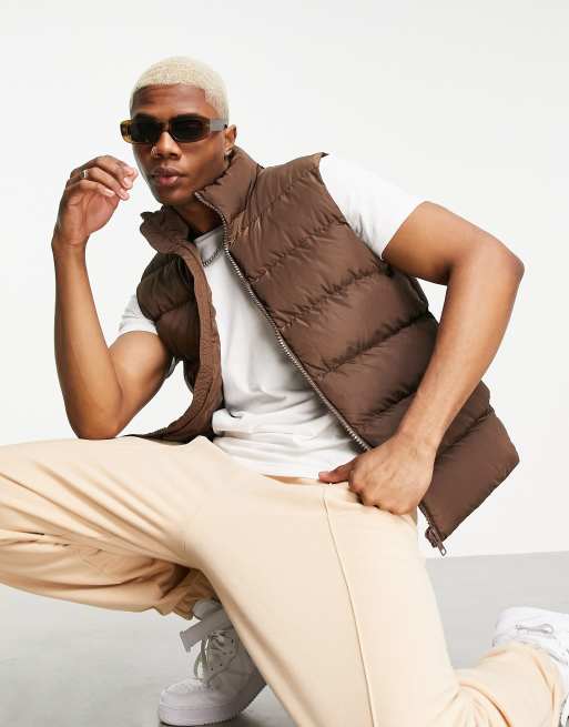 ASOS DESIGN – Brun, kviltad pufferväst