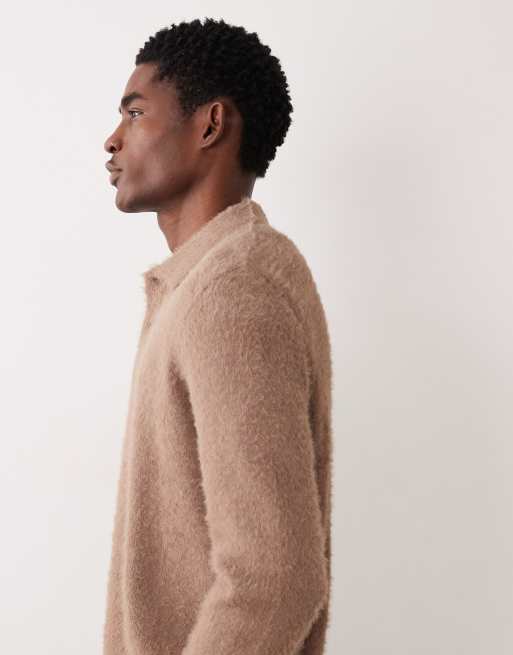 ASOS DESIGN - Brun lodden striktrøje med polokrave, 4 af 5