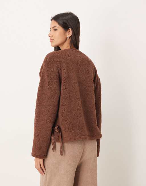 ASOS DESIGN - Brun loungejakke i blød fleece, 2 af 4