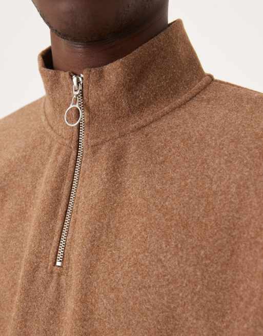 ASOS DESIGN – Brun, marmorerad topp med avslappnad passform och kvartslång dragkedja, 5 av 5