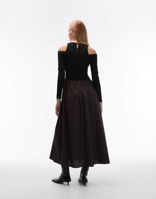 ASOS DESIGN – Brun maxiklänning i hybriddesign med långa ärmar, 3 av 4