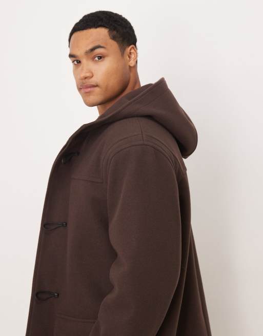 ASOS DESIGN – Brun, medellång duffelkappa i ullimitation och oversize, 4 av 5