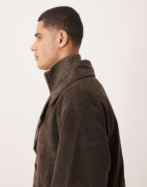 ASOS DESIGN – Brun, medellång jacka i mockaimitation och extra oversize, 4 av 5