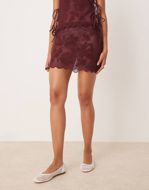 ASOS DESIGN – Brun minikjol i mesh med knytning i sidan, del av set, 2 av 5
