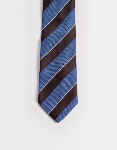 ASOS DESIGN – Brun och blårandig rugbyslips - view 1