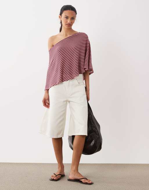 ASOS DESIGN – Brun- och rosarandig, virkad topp med bara axlar och cape, 2 av 4