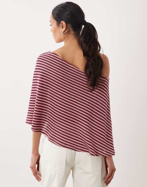 ASOS DESIGN – Brun- och rosarandig, virkad topp med bara axlar och cape, 3 av 4