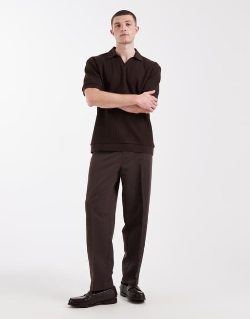 ASOS DESIGN - Brun og afslappet polotrøje i kraftigt materiale med vaffeltekstur, 2 af 5