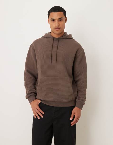 ASOS DESIGN - Brun og oversized hættetrøje med ribber - view 1