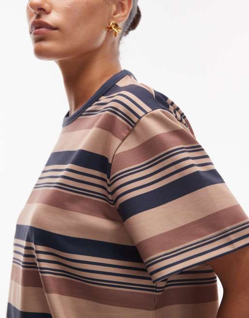 ASOS DESIGN - Brun og stribet T-shirt i regular fit med ringer-detaljer, 3 af 4