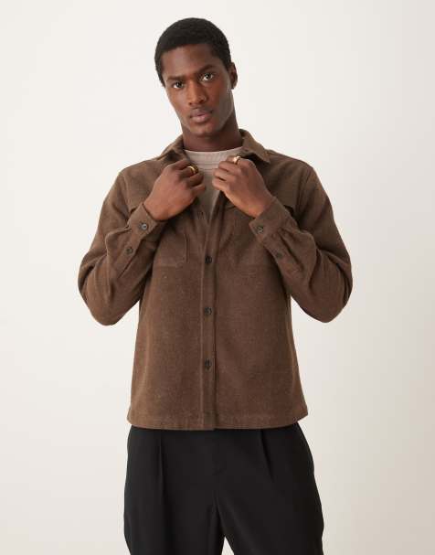 ASOS DESIGN – Brun overshirt i ullook med boxig passform - view 1