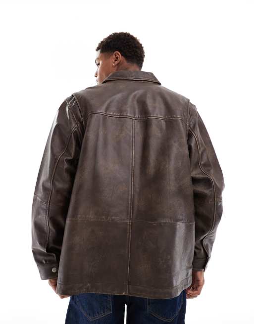 ASOS DESIGN – Brun, oversize, panelsydd Harrington-jacka, 4 av 4