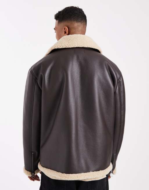 ASOS DESIGN - Brun oversized aviator-jakke, 3 af 5