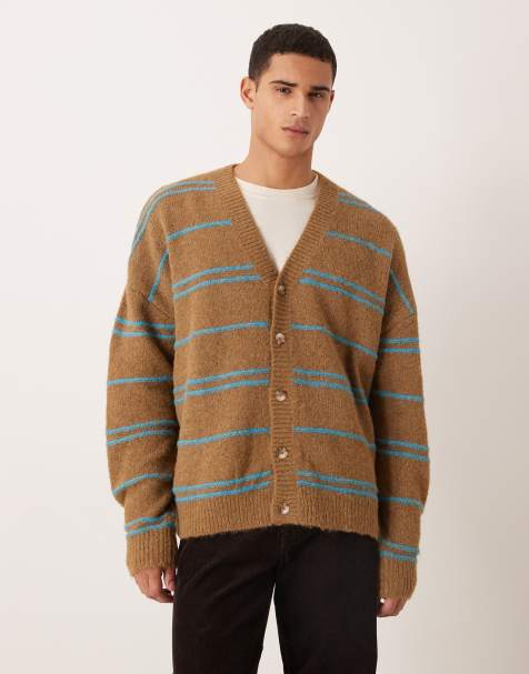 ASOS DESIGN - Brun oversized cardigan i strik med striber - view 1