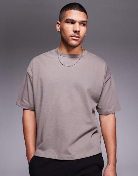 ASOS DESIGN - Brun oversized firkantet T-shirt i kraftigt stof på 240 gsm - view 1