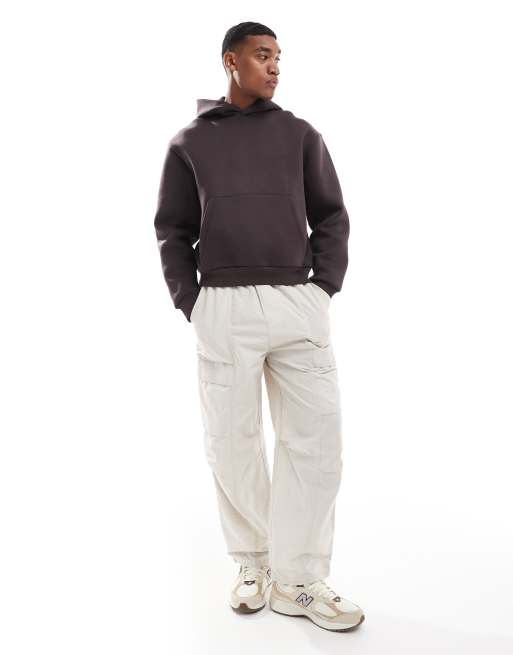 ASOS DESIGN - Brun oversized hættetrøje i kraftigt scuba-lignende materiale i firkantet pasform, 2 af 4