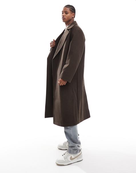 ASOS DESIGN - Brun oversized overfrakke i uldlook - view 1