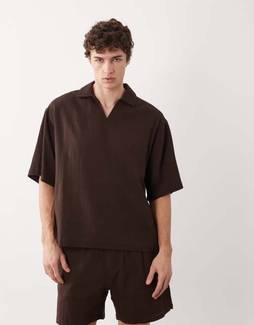 ASOS DESIGN - Brunt sæt med krølstofstekstur, 3 af 3
