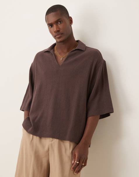 ASOS DESIGN - Brun oversized overhead-skjorte med tekstur i firkantet pasform - view 1