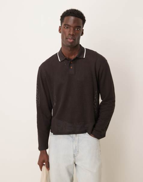 ASOS DESIGN - Brun oversized polo i mesh - view 1
