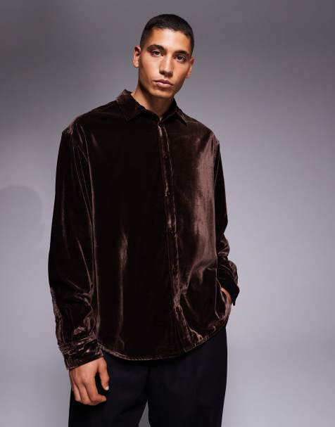 ASOS DESiGN – Brun, oversized skjorta i sammet - view 1