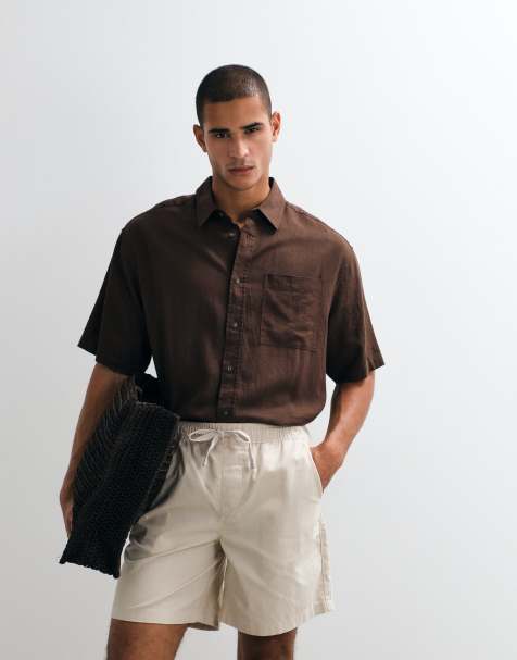ASOS DESIGN - Brun oversized skjorte i hørblanding - view 1