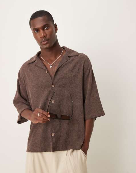 ASOS DESIGN - Brun oversized skjorte med tekstur - view 1