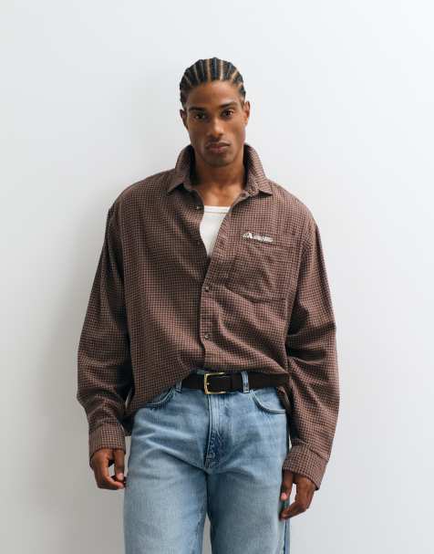 ASOS DESIGN - Brun oversized skjorte med tern og firkantet pasform - view 1