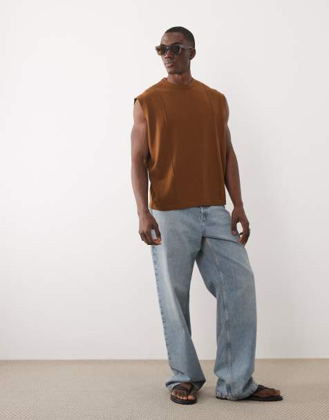 ASOS DESIGN - Brun oversized strikket vest med kantdetaljer - view 1