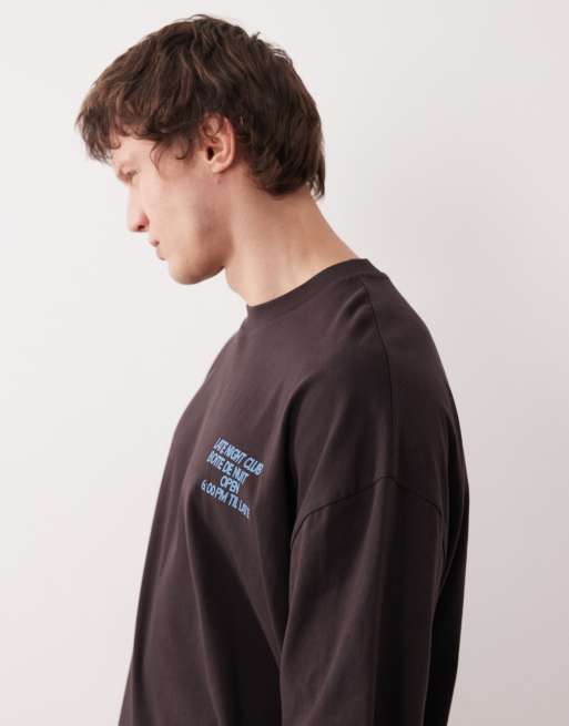 ASOS DESIGN - Brun oversized T-shirt med appelsinprint på ryggen, 4 af 5
