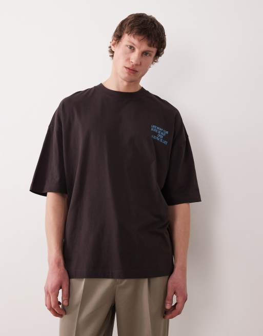 ASOS DESIGN - Brun oversized T-shirt med appelsinprint på ryggen, 5 af 5