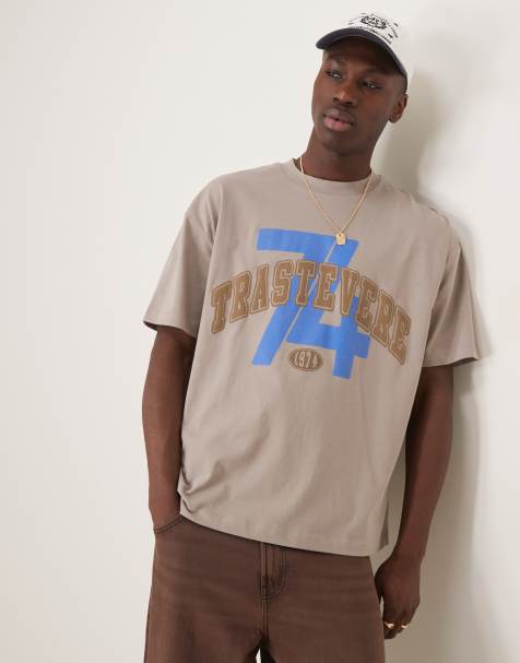 ASOS DESIGN - Brun oversized T-shirt med grafisk byprint på brystet - view 1