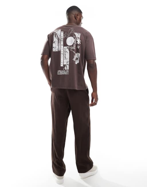 ASOS DESIGN - Brun oversized T-shirt med souvenir-grafik, 4 af 4