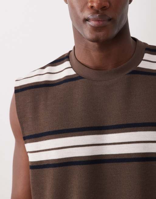 ASOS DESIGN - Brun oversized tanktop i kraftigt materiale med striber , 5 af 5
