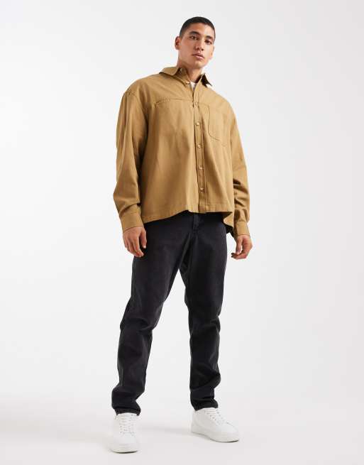 ASOS DESIGN - Brun oversized twill-skjorte med lommer , 2 af 5