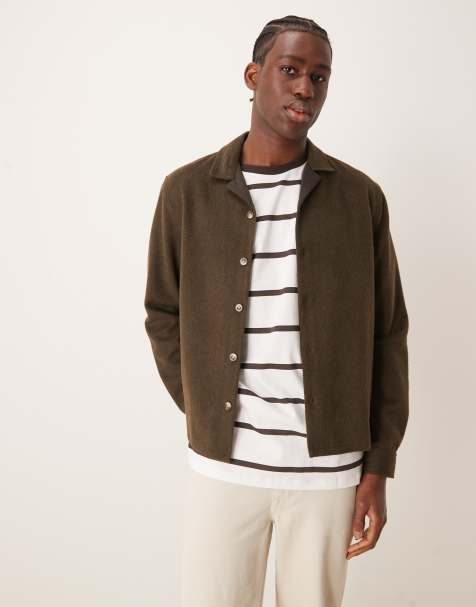 ASOS DESIGN - Brun overskjorte i børstet uldblanding - view 1