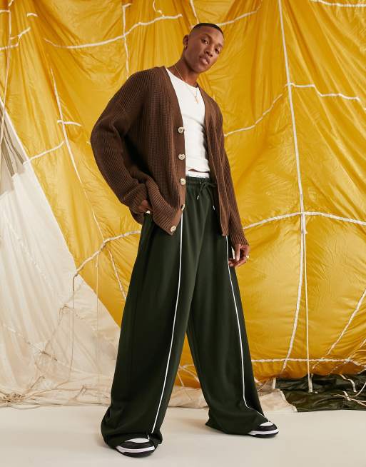 ASOS DESIGN – Brun, patentstickad ribbad kofta i oversize