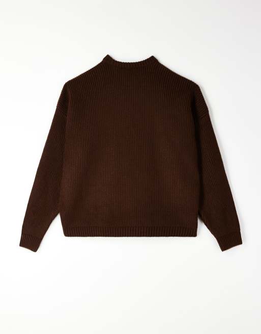 ASOS DESIGN - Brun patentstrikket super-oversized trøje i firkantet pasform, 2 af 5