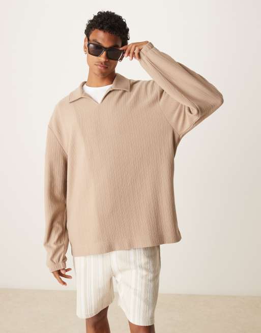 ASOS DESIGN – Brun pikétröja i oversize